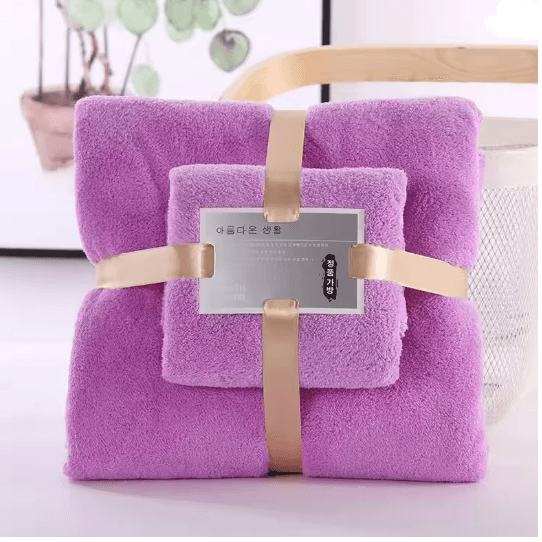 LuxeSoft Coral Velvet Bath Towel Set  Super Absorbent QuickDry 2Piece Collection 3
