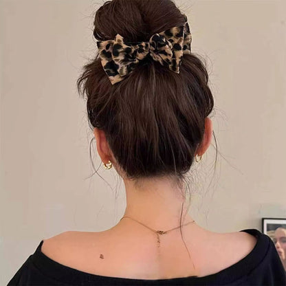 Leopard Chic Bow Hair Grab Clip  Vintage Print Bow Clip For Women 3