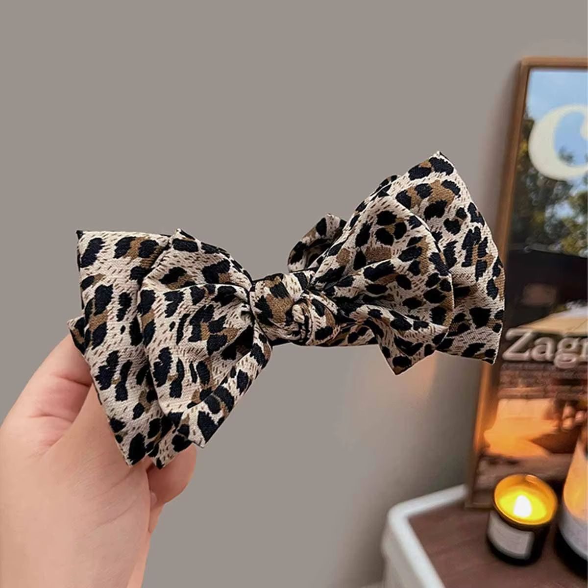 Leopard Chic Bow Hair Grab Clip  Vintage Print Bow Clip For Women 5