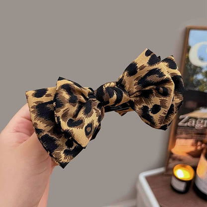 Leopard Chic Bow Hair Grab Clip  Vintage Print Bow Clip For Women 6
