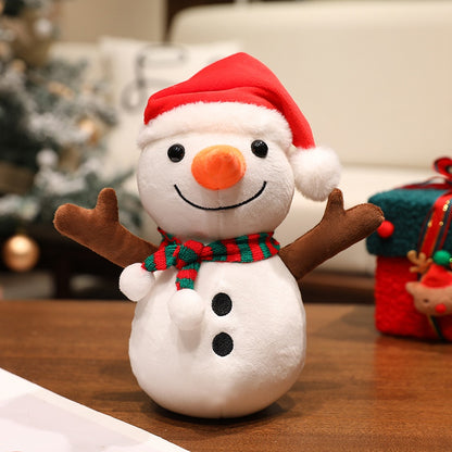 Stuffed Father Christmas Sika Deer, Kawaii Soft Christmas Plush Pillow, Green Tree Gingerbread Man Party Decor Gift