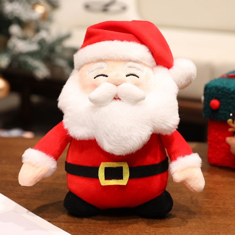 Stuffed Father Christmas Sika Deer, Kawaii Soft Christmas Plush Pillow, Green Tree Gingerbread Man Party Decor Gift