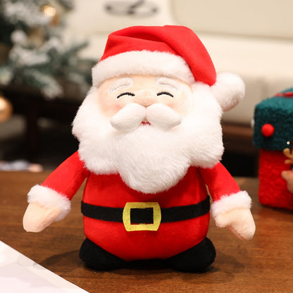 Stuffed Father Christmas Sika Deer, Kawaii Soft Christmas Plush Pillow, Green Tree Gingerbread Man Party Decor Gift