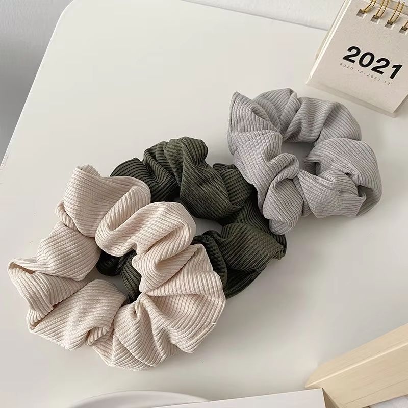 SoftKnit Microfiber Scrunchie Set  6Piece Knitted Fabric Hair Bands For Women  Girls 1