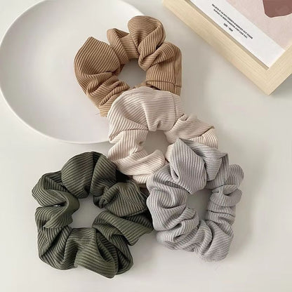 SoftKnit Microfiber Scrunchie Set  6Piece Knitted Fabric Hair Bands For Women  Girls 2