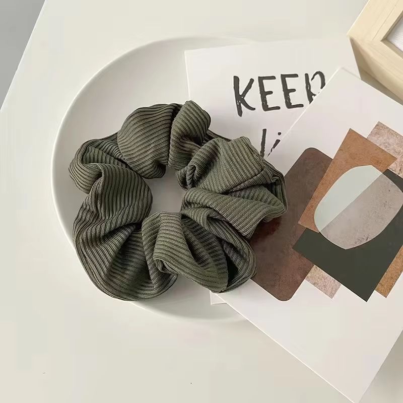 SoftKnit Microfiber Scrunchie Set  6Piece Knitted Fabric Hair Bands For Women  Girls 4