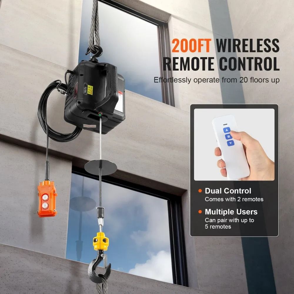 Portable Power Winch Crane Electric Hoist Winch Lifting Height Manual Wired And Wireless Remote Con