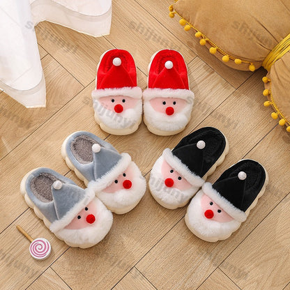 Warm Comfortable Indoor Platform, Christmas Woman Slippers Winter, Cute Santa Claus Floor Shoes Plush, Cartoon House Man