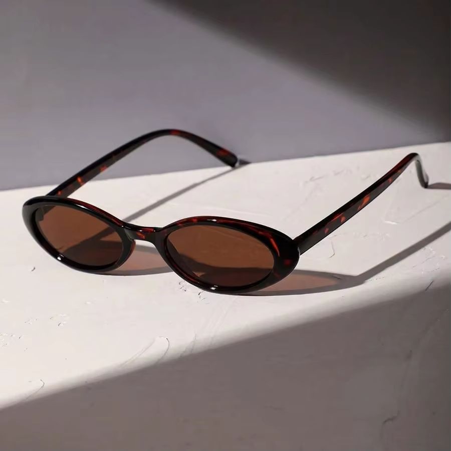 Leopard Luxe Oval Sunglasses – Small Frame Brown Leopard Print for Women & Men