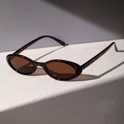 Leopard Luxe Oval Sunglasses – Small Frame Brown Leopard Print for Women & Men