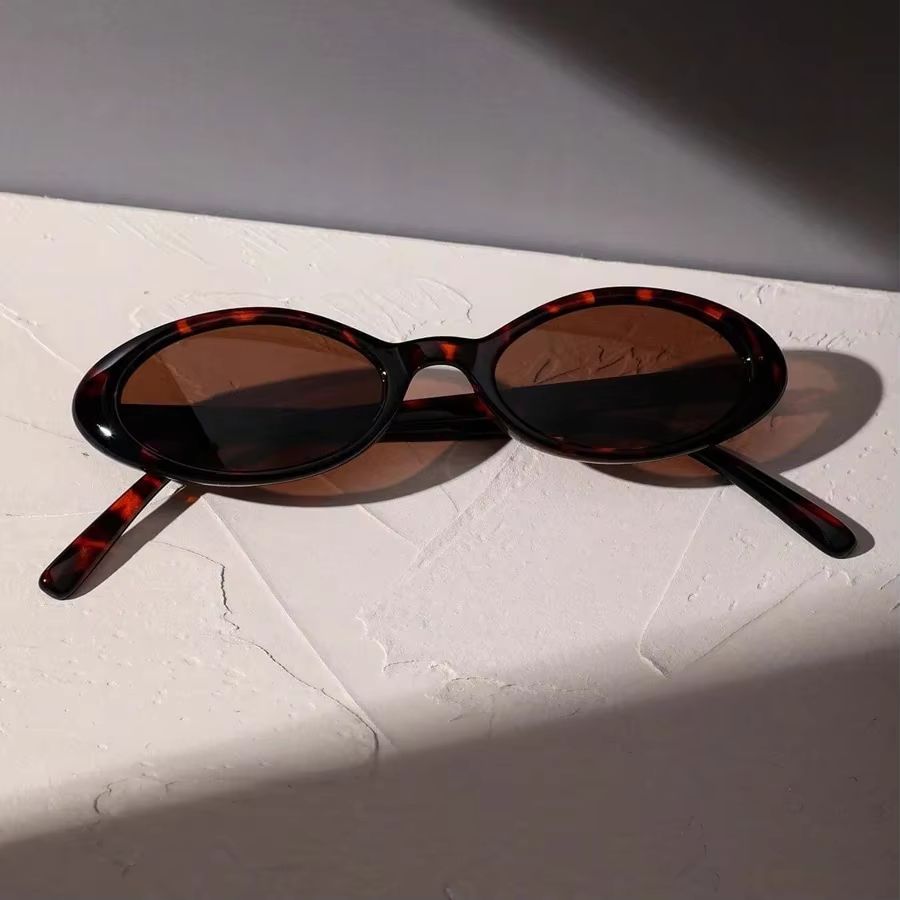 Leopard Luxe Oval Sunglasses  Small Frame Brown Leopard Print For Women  Men 2