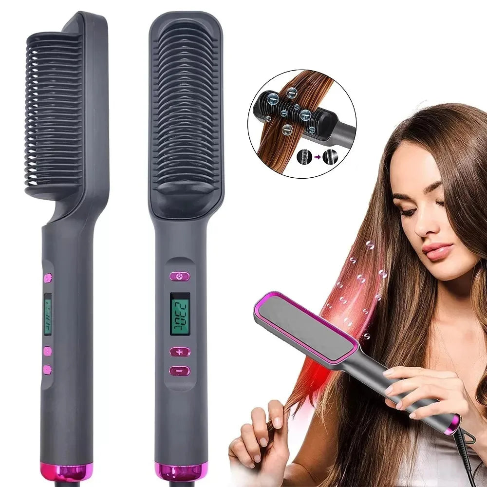 Electric Hot, Straight Hair Straightener, Comb Multifunctional, Negative Ion Anti-Scalding Styling Tool, Straightening