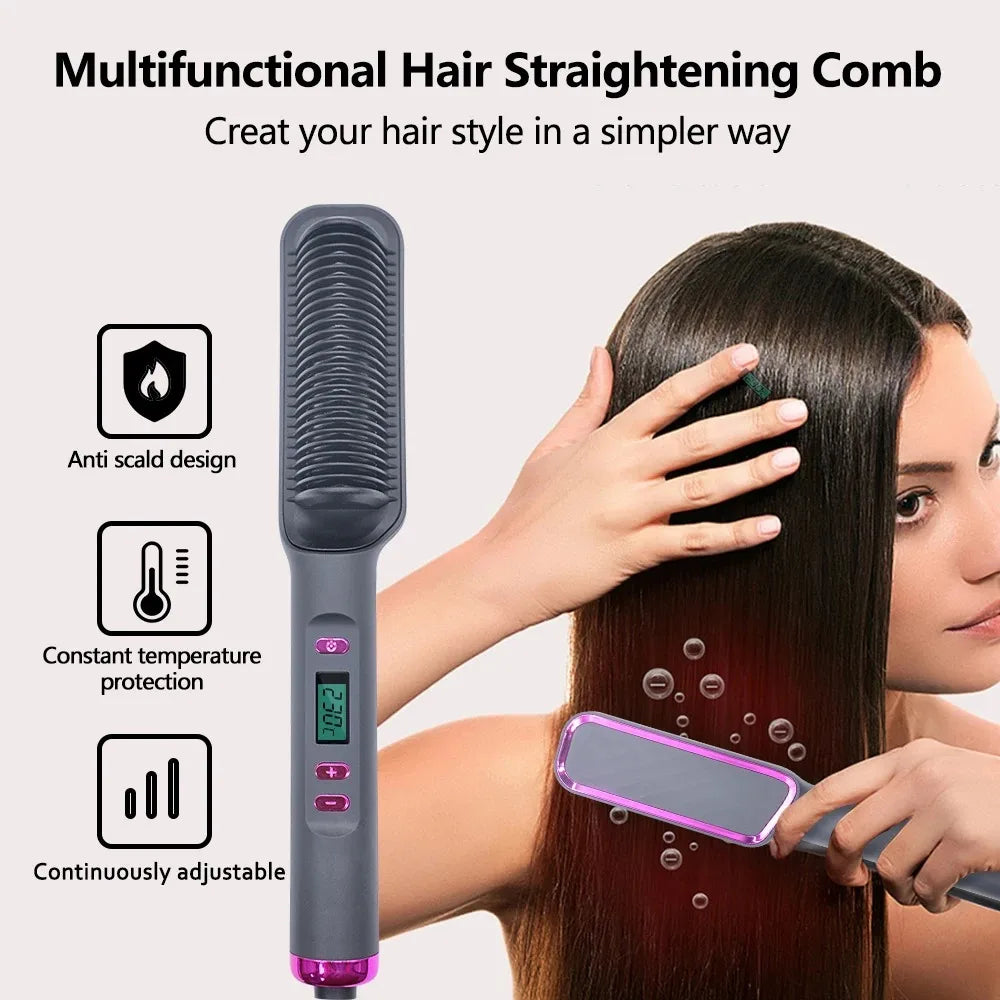 Electric Hot Straight Hair Straightener Comb Multifunctional Negative Ion AntiScalding Styling Tool 1
