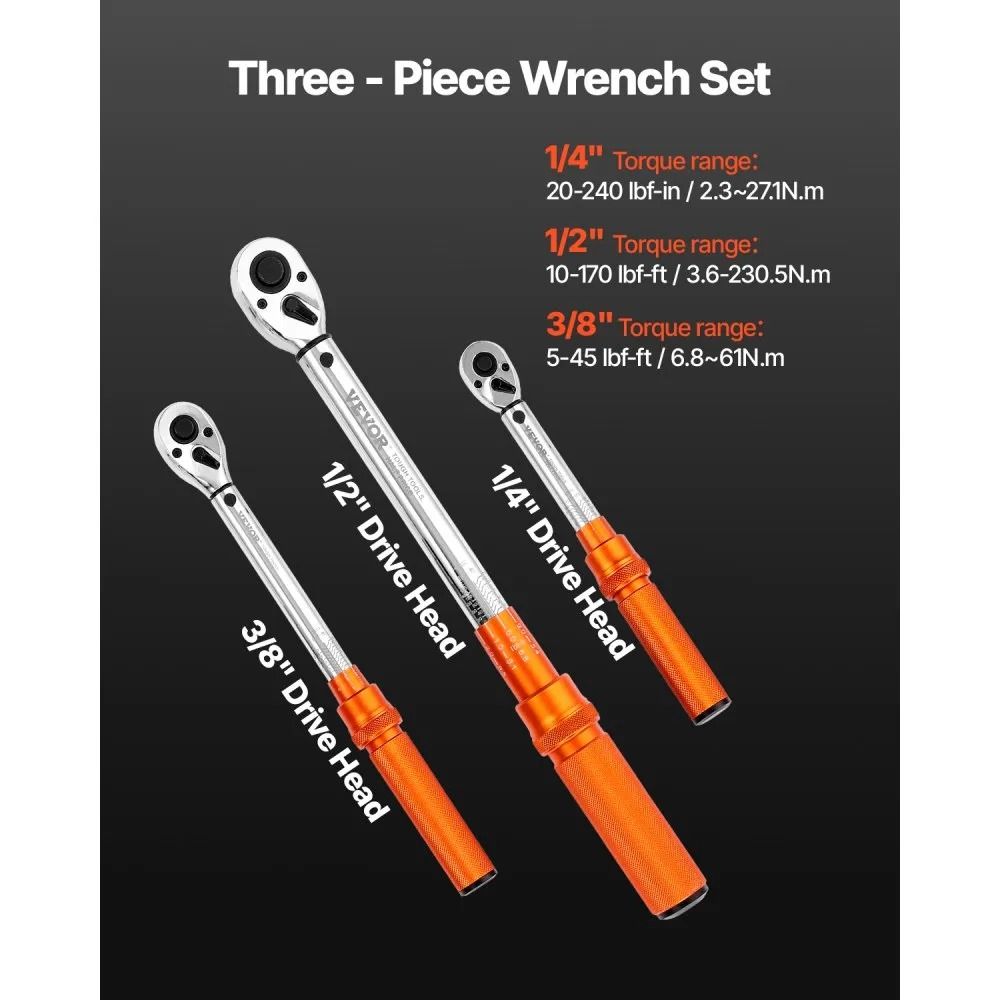 Click Torque Wrench Set Drive DualDirection Dual Range Accuracy Bicycle Repair Tool 5