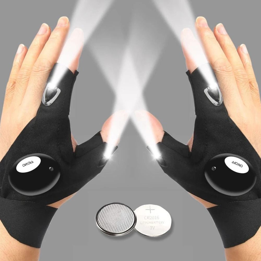 LED Half Finger Flashlight Gloves for Hands Free Night Work and Outdoor Activities