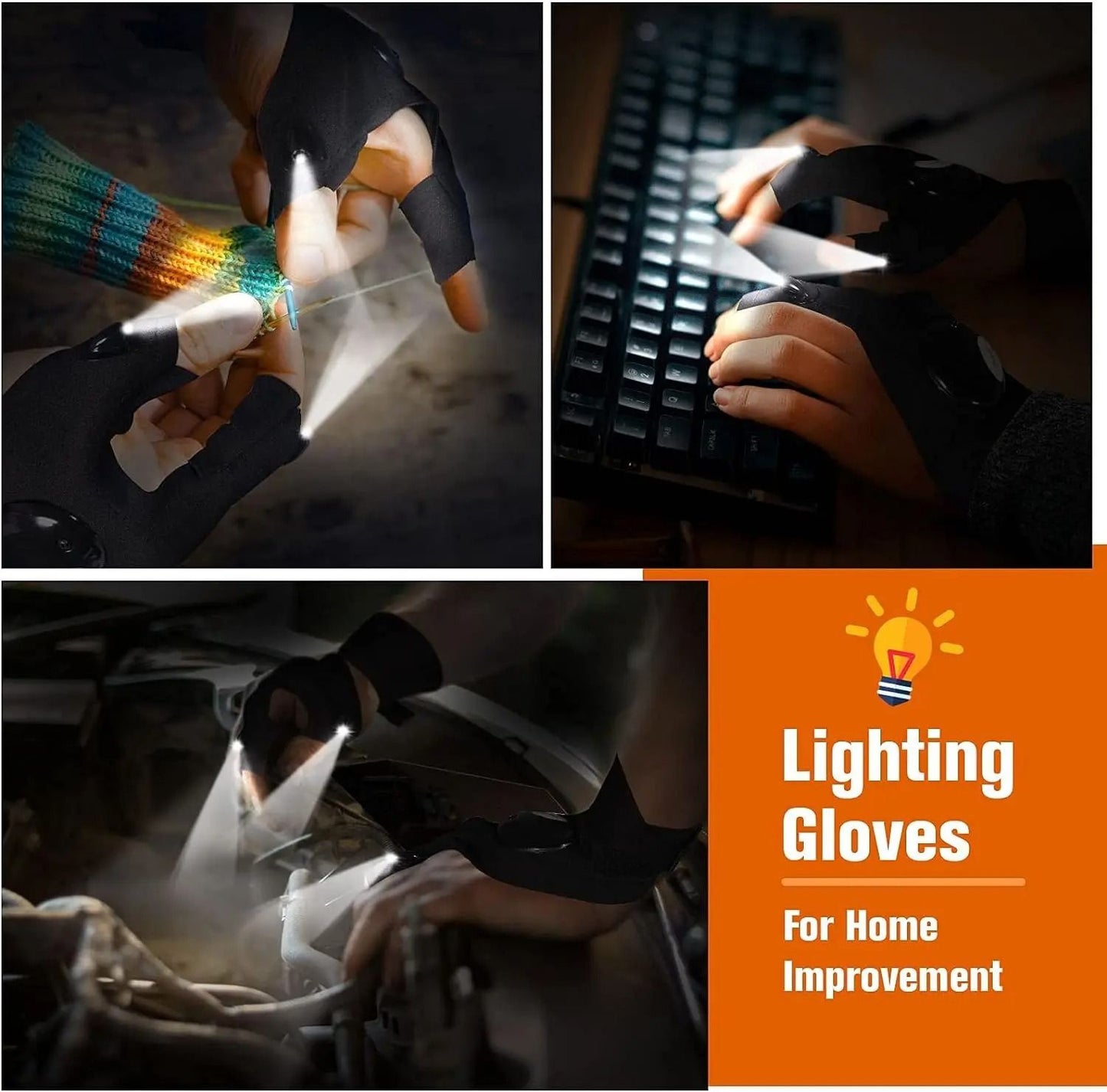 LED Half Finger Flashlight Gloves For Hands Free Night Work And Outdoor Activities 4