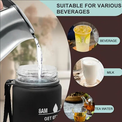 Motivational Sports Water Bottle With Time Markers And Leak Proof Straw 5