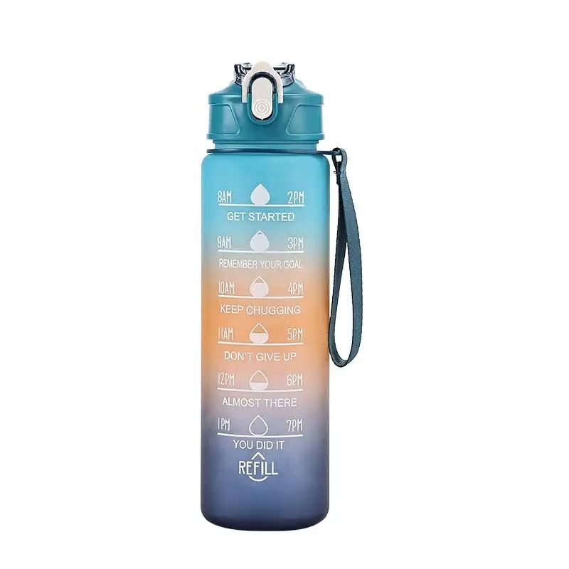 Motivational Sports Water Bottle With Time Markers And Leak Proof Straw 7