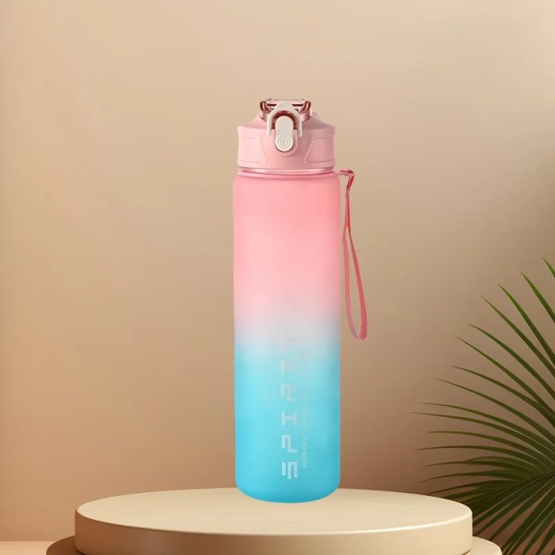 Motivational Sports Water Bottle With Time Markers And Leak Proof Straw 21