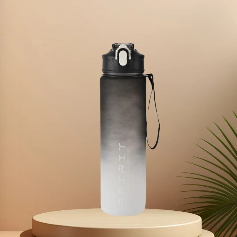 Motivational Sports Water Bottle With Time Markers And Leak Proof Straw 22