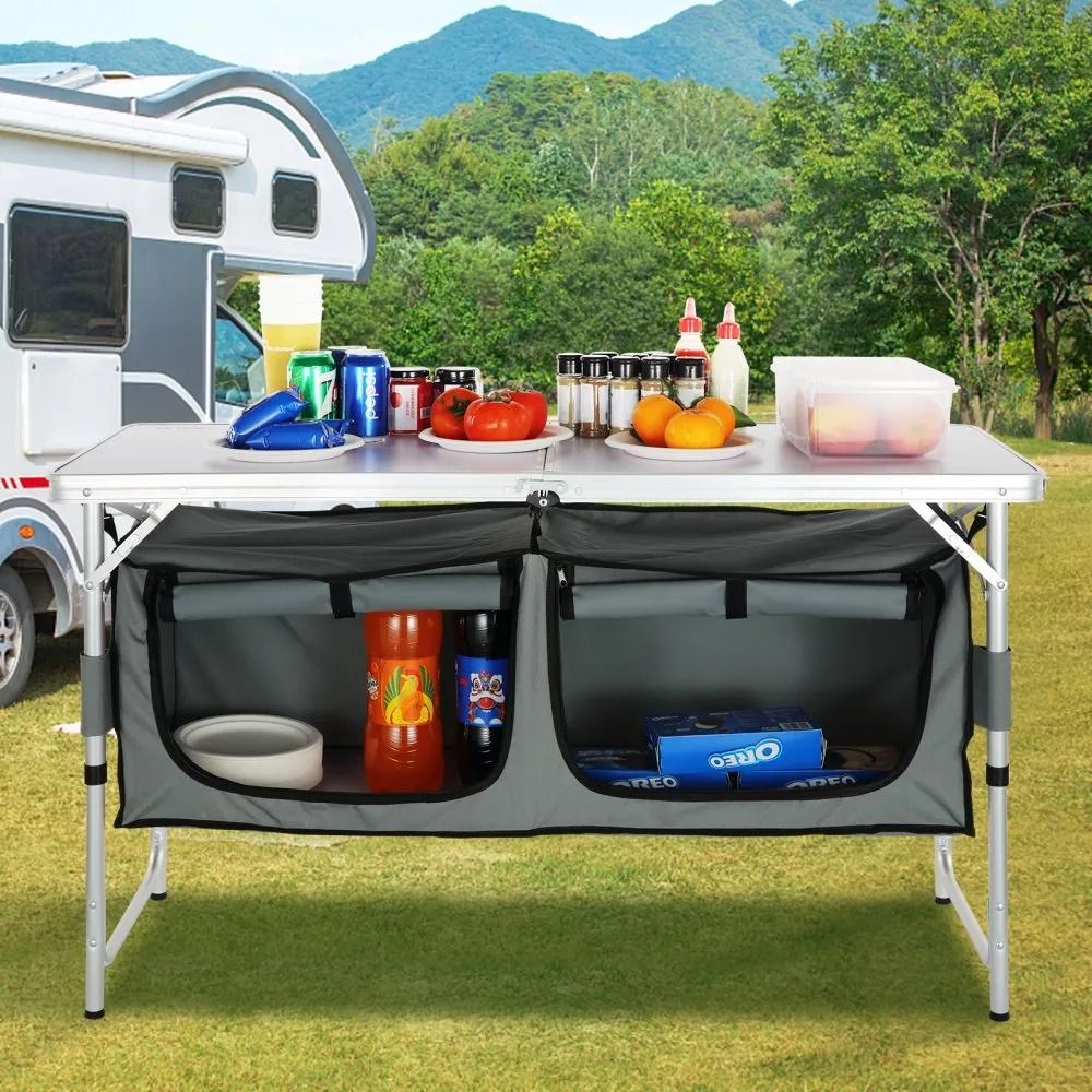 Quick SetUp Folding Camping Table With Carrying Bag Camping Kitchen Table Adjustable Heights Perfec 4