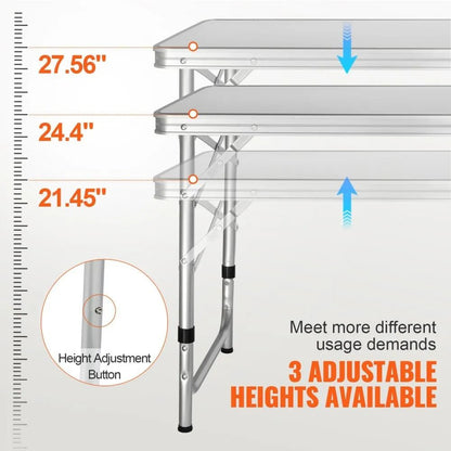 Quick SetUp Folding Camping Table With Carrying Bag Camping Kitchen Table Adjustable Heights Perfec 3