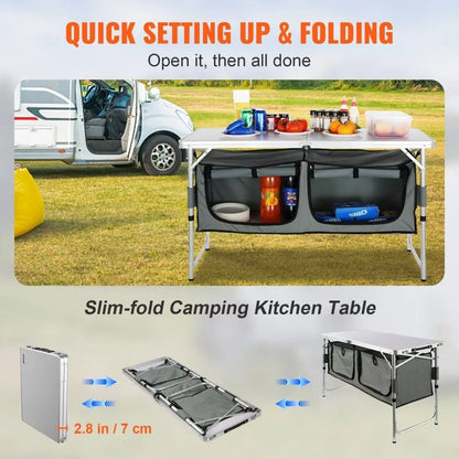Quick SetUp Folding Camping Table With Carrying Bag Camping Kitchen Table Adjustable Heights Perfec 6