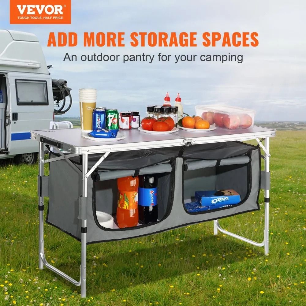 Quick SetUp Folding Camping Table With Carrying Bag Camping Kitchen Table Adjustable Heights Perfec 1