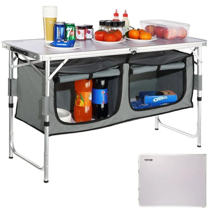 Quick Set-Up Folding Camping Table with Carrying Bag, Camping Kitchen Table, Adjustable Heights, Perfect for Outdoor