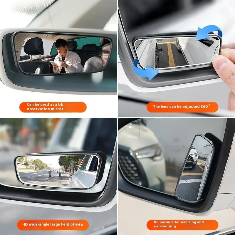 Adjustable Blind Spot Mirror Set For Wide Angle Car Rearview Safety 4