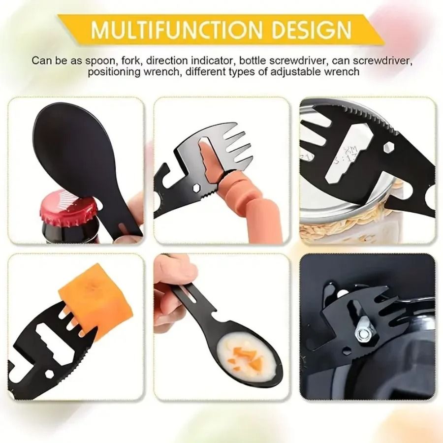 Multifunctional Outdoor Fork Spoon Tool With Bottle Opener 4