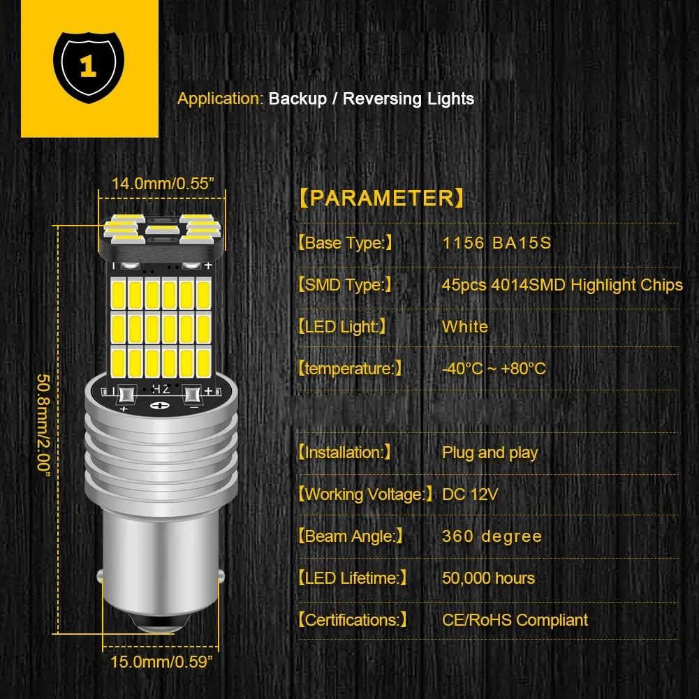 1156 BA15S LED Reversing Light Bulbs With High Power 4014SMD Chips 2