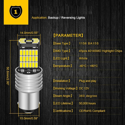 1156 BA15S LED Reversing Light Bulbs With High Power 4014SMD Chips 2