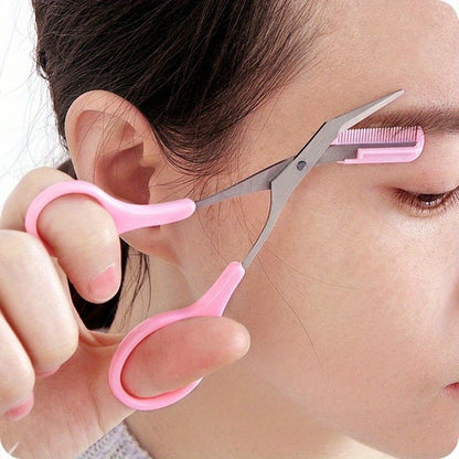 Precise Stainless Steel Eyebrow Scissors, Safe Trimming Makeup Tool, Eyebrow Comb for Perfect Shaping