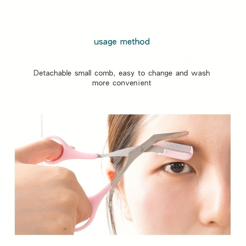 Precise Stainless Steel Eyebrow Scissors, Safe Trimming Makeup Tool, Eyebrow Comb for Perfect Shaping