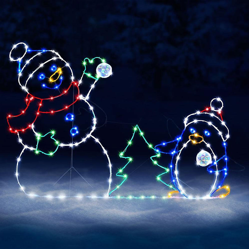 LED Snowman Ornament Animated Christmas Glitter Light Holiday Party Decoration Winter Garden Yard O 1
