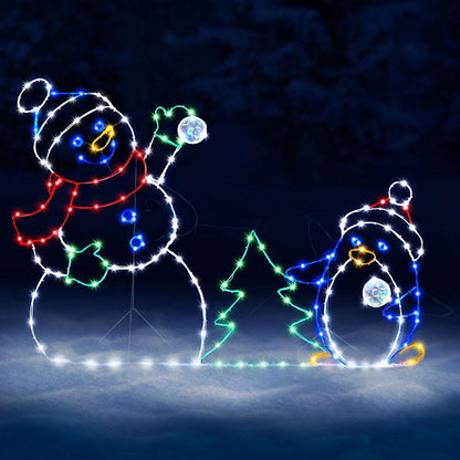 LED Snowman Ornament Animated Christmas Glitter Light Holiday Party Decoration Winter Garden Yard O 1