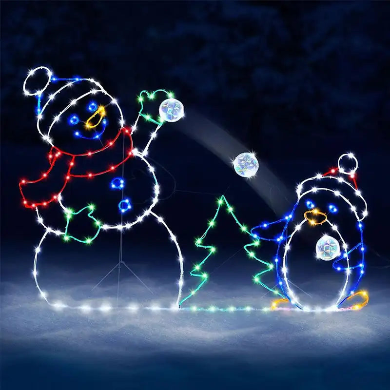 LED Snowman Ornament Animated Christmas Glitter Light Holiday Party Decoration Winter Garden Yard O 6