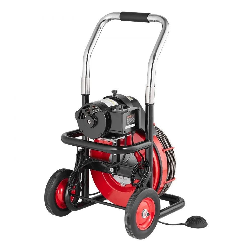 Portable Drain Cleaning Machine Drain Cleaner Machine Auto Feed Sewer Snake Auger On Wheels Airacti 7