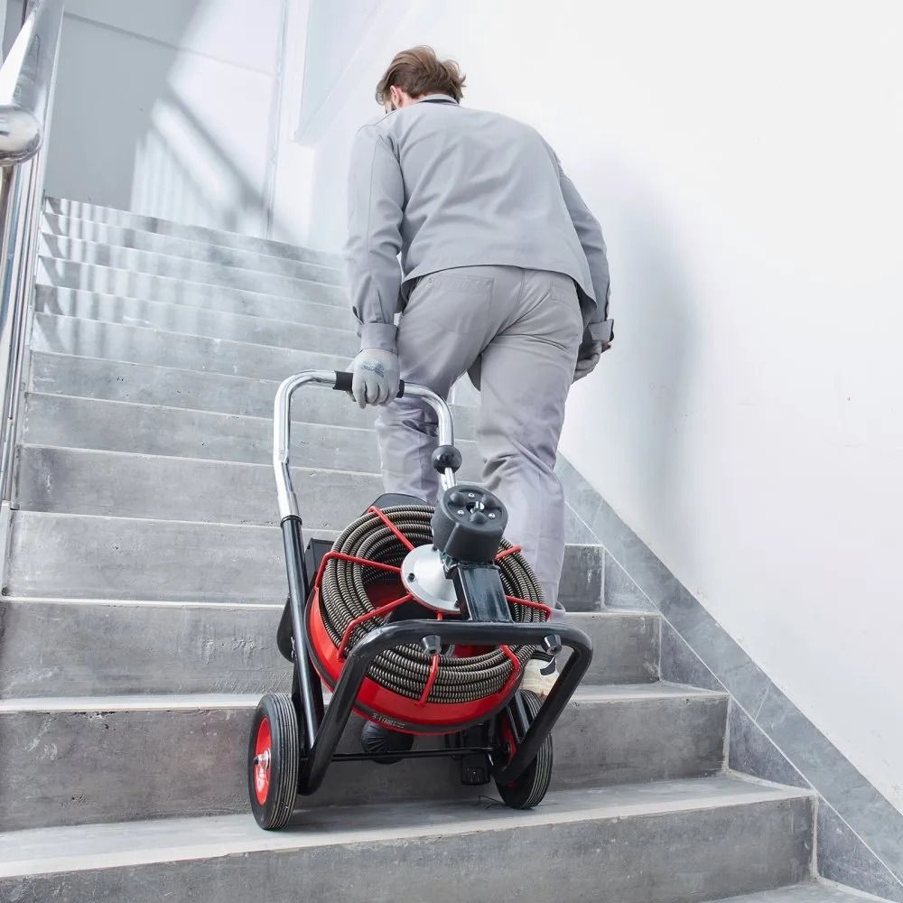 Portable Drain Cleaning Machine Drain Cleaner Machine Auto Feed Sewer Snake Auger On Wheels Airacti 6