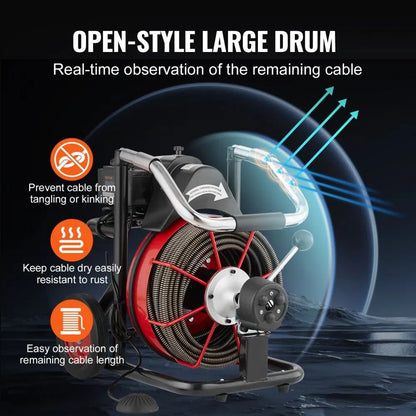 Portable Drain Cleaning Machine Drain Cleaner Machine Auto Feed Sewer Snake Auger On Wheels Airacti 2