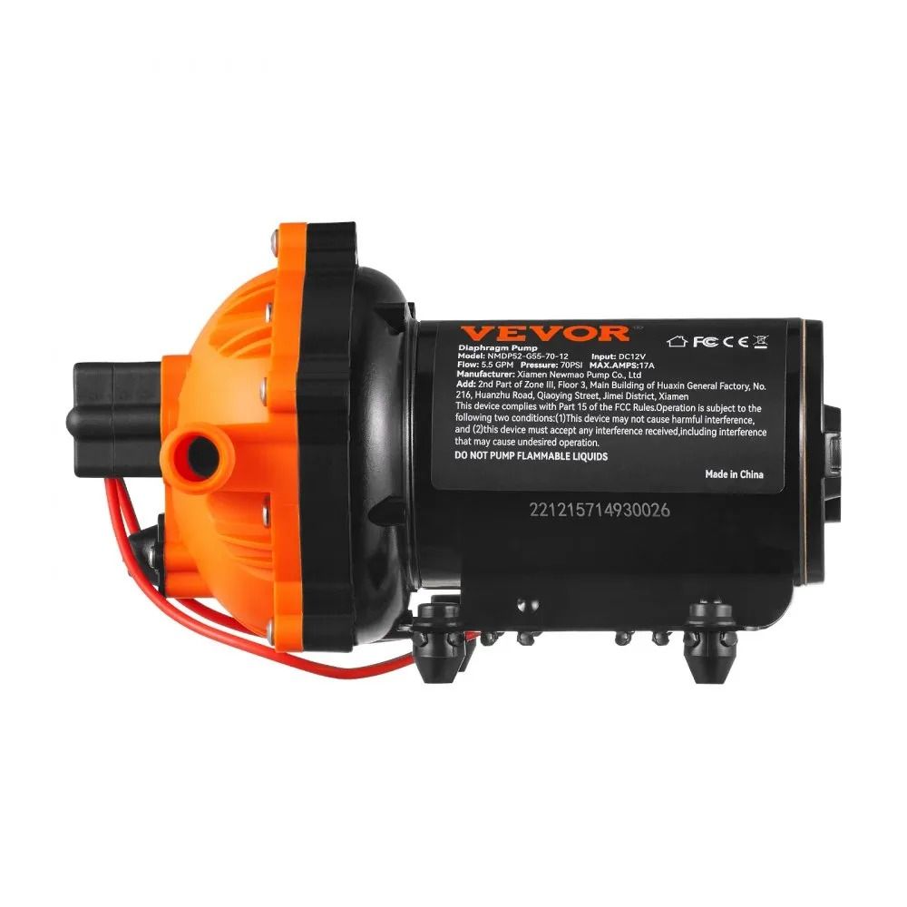 Water Diaphragm Pump DC GPM Flow MNPT Self Priming Sprayer Pump PSI Rated Pressure Adjustable Press 9
