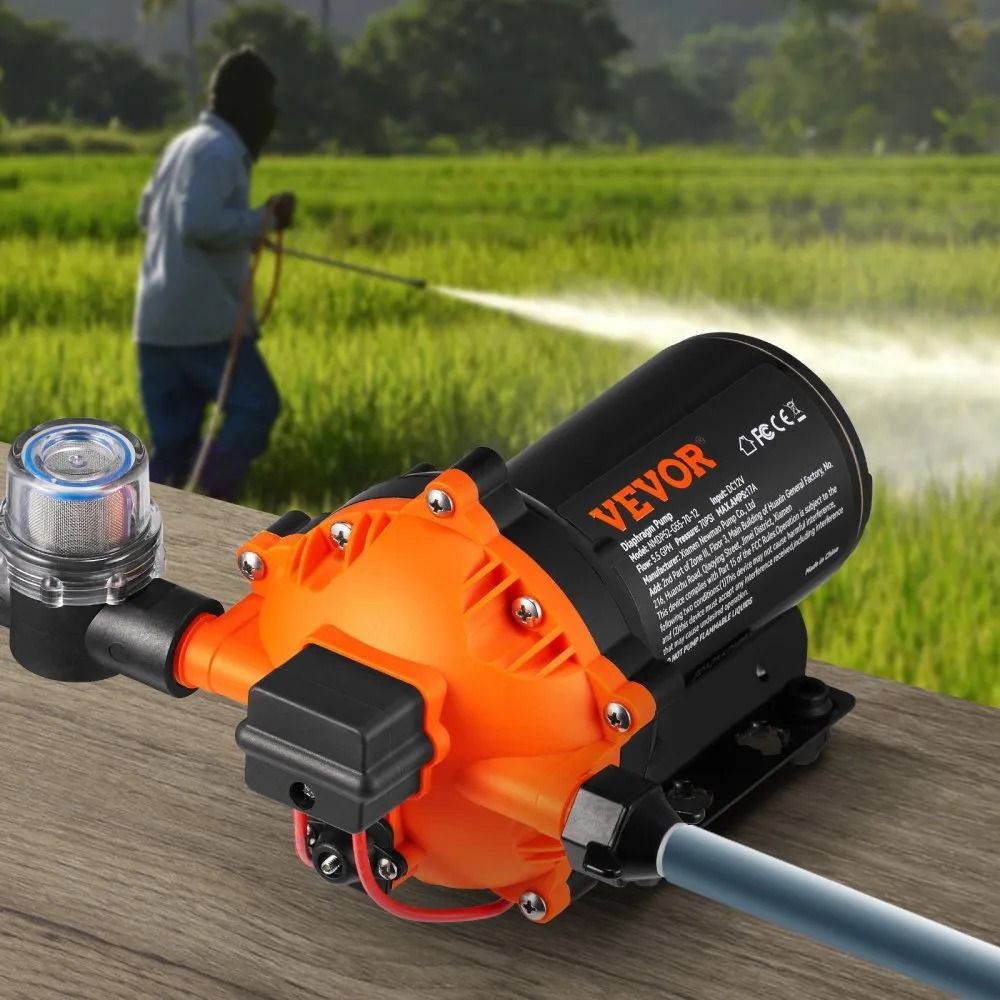 Water Diaphragm Pump DC GPM Flow MNPT Self Priming Sprayer Pump PSI Rated Pressure Adjustable Press 6