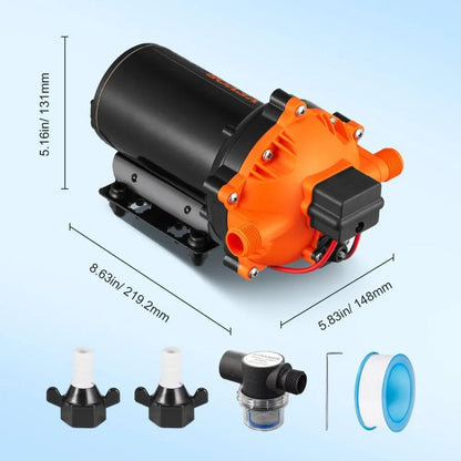 Water Diaphragm Pump DC GPM Flow MNPT Self Priming Sprayer Pump PSI Rated Pressure Adjustable Press 7