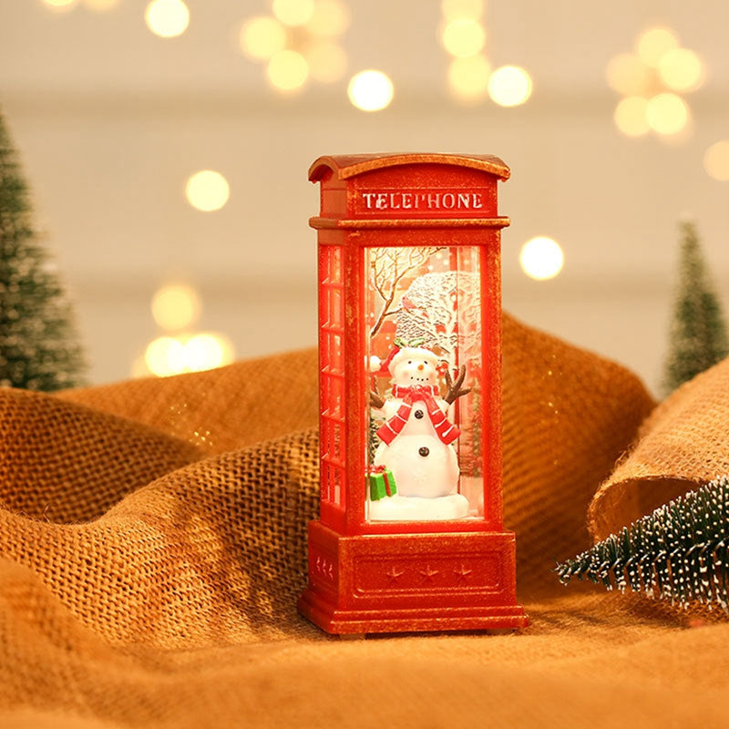 Santa Claus Snowman Gifts Christmas Phone Booth Lights Window Scene Ornament Xmas Party Home Christ 6