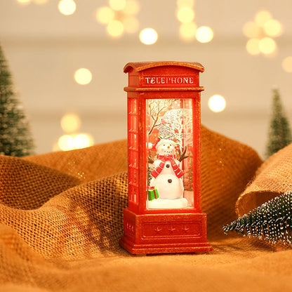 Santa Claus Snowman Gifts Christmas Phone Booth Lights Window Scene Ornament Xmas Party Home Christ 6