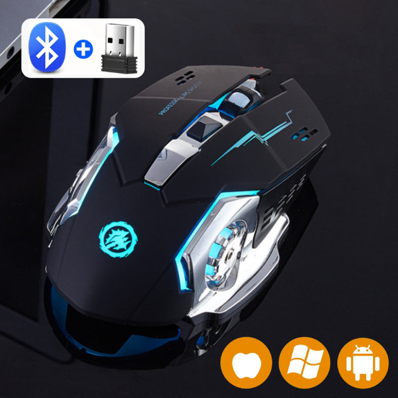 Rechargeable Wireless Gaming Mouse, Silent Bluetooth Computer Mouse, USB Backlight PC Gamer Mouse for Laptop and Desktop