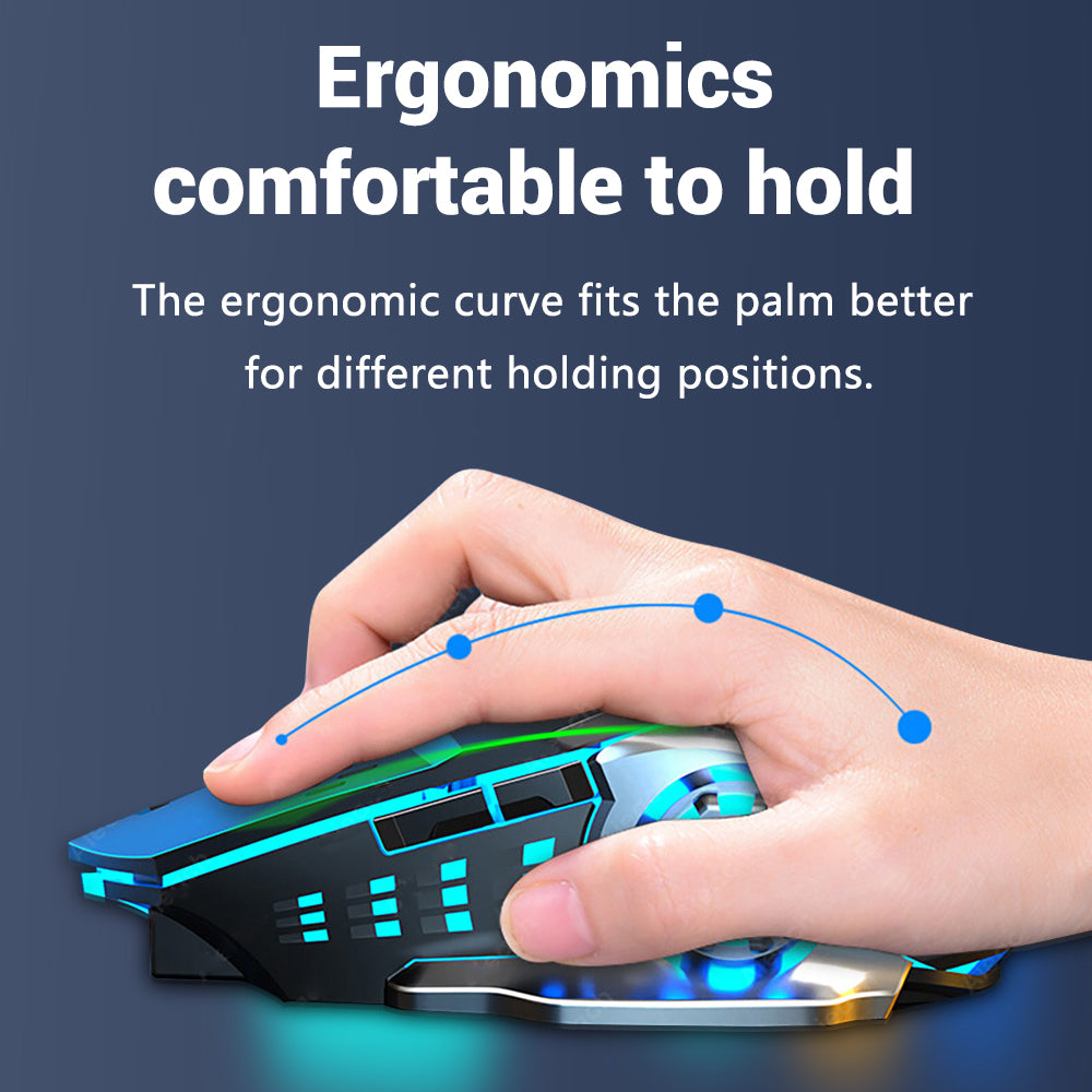 Rechargeable Wireless Gaming Mouse, Silent Bluetooth Computer Mouse, USB Backlight PC Gamer Mouse for Laptop and Desktop