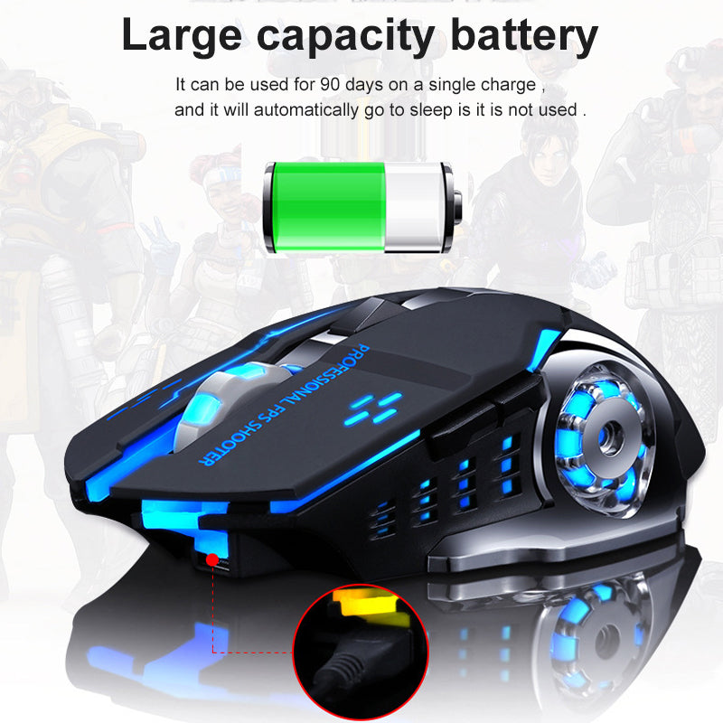 Rechargeable Wireless Gaming Mouse, Silent Bluetooth Computer Mouse, USB Backlight PC Gamer Mouse for Laptop and Desktop