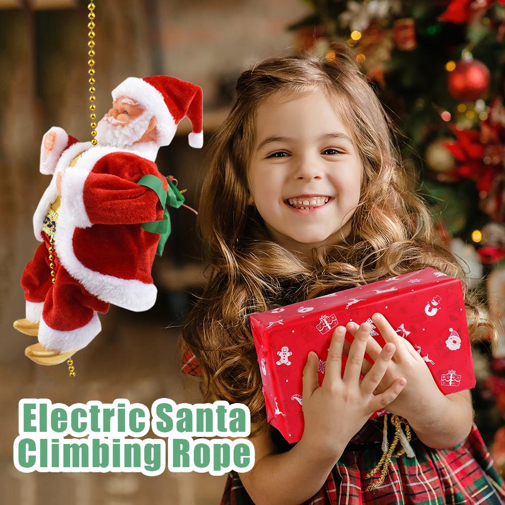 Christmas Decorations Santa Claus Doll with Light Music, Santa Claus Climbing Beads, Family Party Decorations Christmas